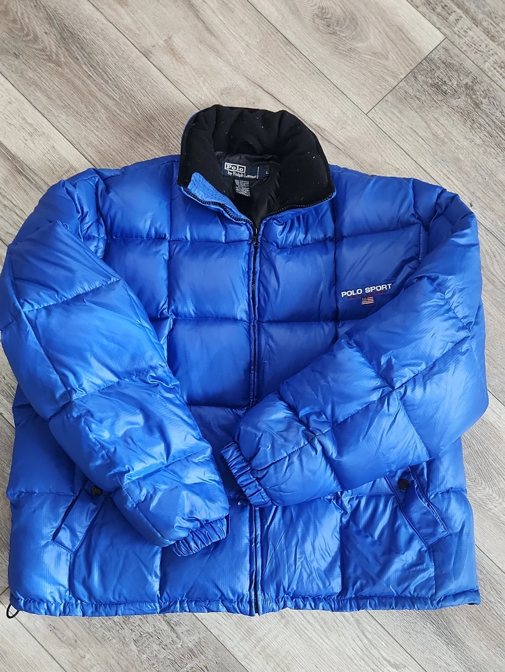 Polo by Ralph Lauren Bright Blue Quilted Puffer Down Filled Jacket Y2K